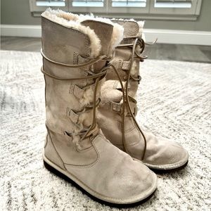 UGG Australia Whitley Tall Lace-Up Boots Biege/Sheepskin Lined